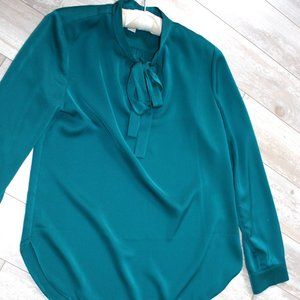 J Crew Tie Neck Silk Blouse